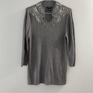 Lauren Michele sweater silver bejeweled shoulders